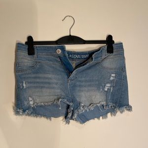 Mid Rise Distressed Jean Shorts